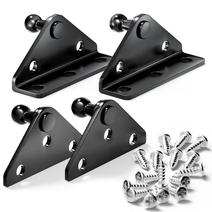 10Mm Gas Spring Lift Strut Bracket Ball Stud Black, Mounting Bracket For Lift Support Prop, Pack Of 4