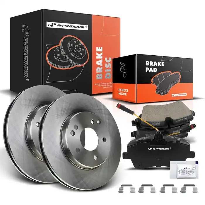A-Premium 11.34 Inch (288Mm) Front Vented Disc Brake Rotors + Ceramic Pads Kit Compatible With Select Mercedes-Benz Models – W20