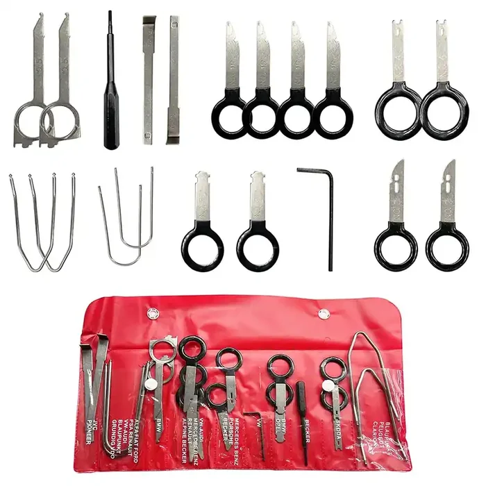 Afa Tooling Radio Removal Tool Kit Works For Ford, Audi. Vw, Mercedes And More – Car And Truck Stereo Din 20 Specialty Keys Fo