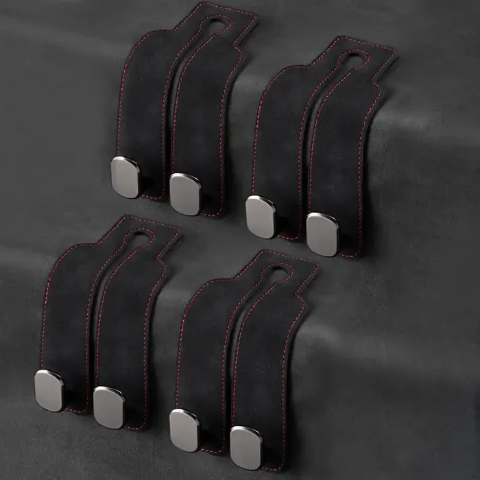 Amelity Car Seat Hooks, Car Seat Back Storage Hook Double Hook, Headrest Hooks For Car, Car Hooks For Purses And Bags (Black-4 P