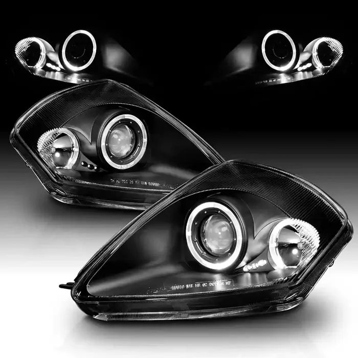 Amerilite Black Led Dual Halo Projector Replacement Headlights Set For 00-05 Mitsubihi Eclipse – Passenger And Driver Side
