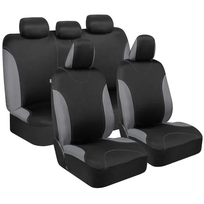 Bdk Ultrasleek Gray Seat Covers For Cars, Two-Tone Front Seat Covers With Matching Back Car Seat Cover, Made To Fit Most Auto Tr