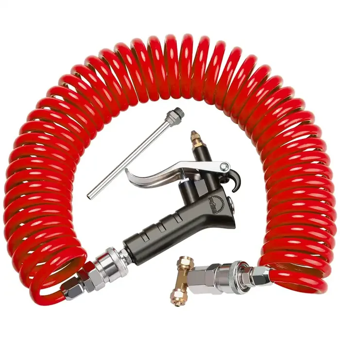 Boeray Heavy Duty Truck Air Duster Blow Gun Cleaning With 9 Meter Long Coil And 2 Interchangeable Nozzle Tips- Red Air Seat Blow