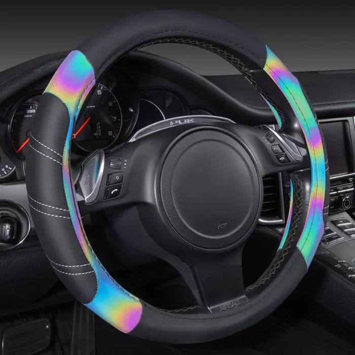 Car Pass Line Rider Microfiber 15.5-16 Inch Leather Sporty Steering Wheel Cover Universal Fits For 95% Truck,Suv,Pickup, Anti-Sl