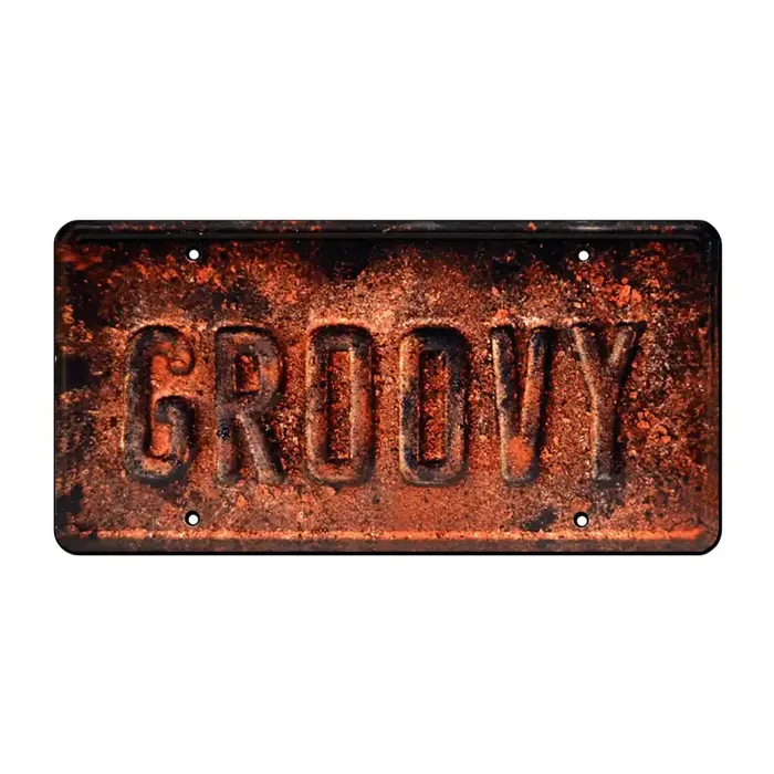 Celebrity Machines Ash Vs Evil Dead Groovy Metal Stamped License Plate