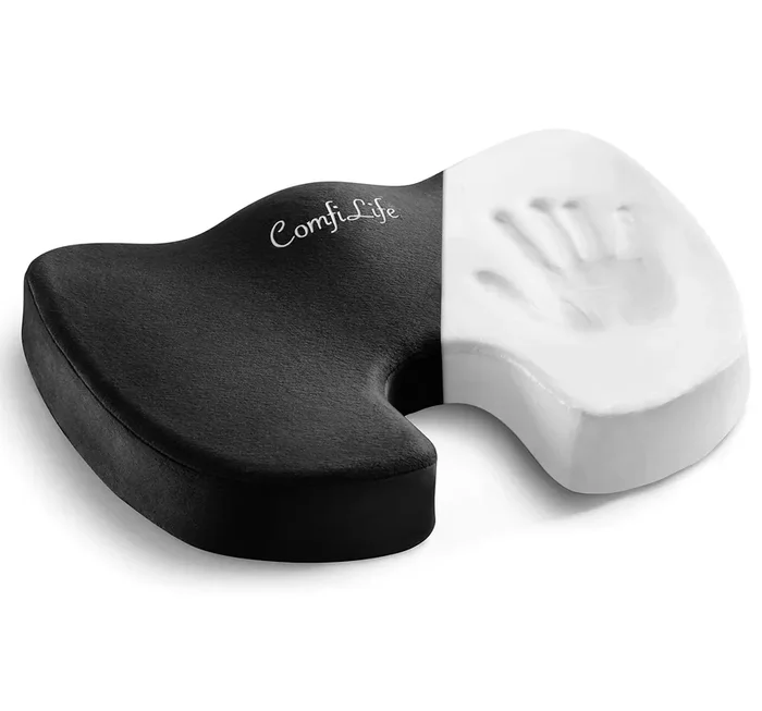 Comfilife Premium Comfort Seat Cushion – Non-Slip Orthopedic 100% Memory Foam Coccyx Cushion For Tailbone Pain – Cushion For Off