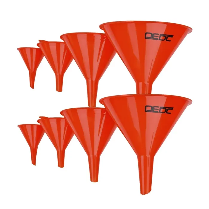 Dedc Oil Funnels, Gas Funnels, Plastic Funnel Set For Car, Automotive, Kitchen, Mini Small Large Red (8Pcs Oil Funnels)