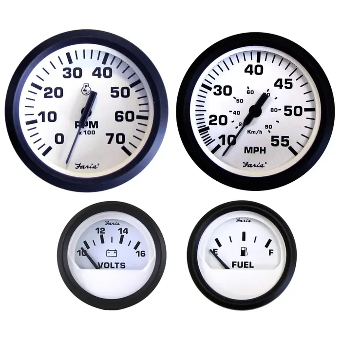 Faria Kt9795 Euro Tachometer Water Speedometer Outboard Set – White