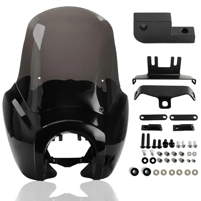 Fatecim Headlight Fairing With 15‘‘ Smoke Windshield Windscreen For Harley Dyna T-Sport Fxdxt Fxd Fxdc Fxdb Fxdl Fxdls