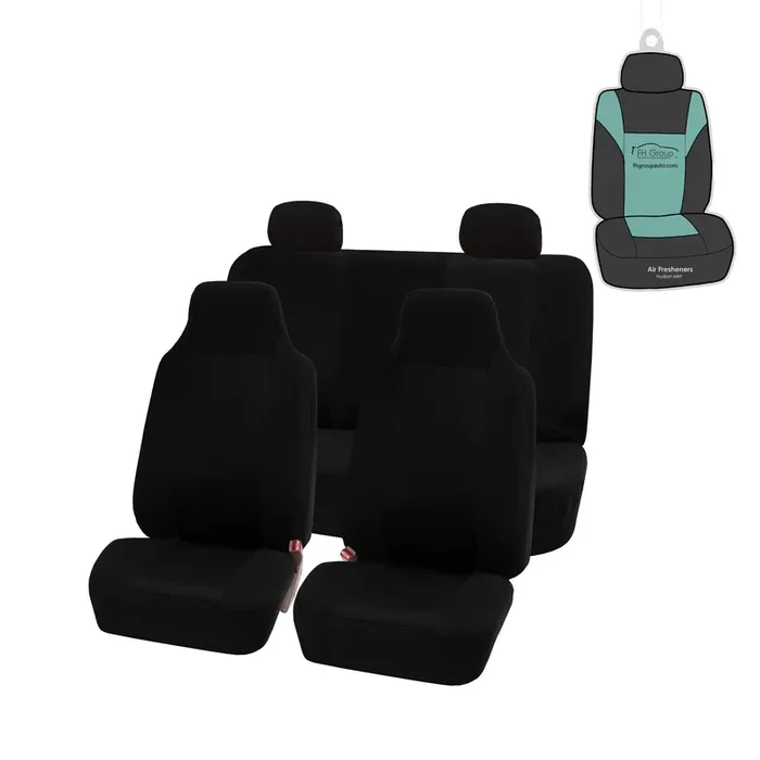 Fh Group Car Seat Covers Classic Cloth Seat Covers Full Set With Gift – Universal Fit For Cars Trucks & Suvs (Black) Fb102114