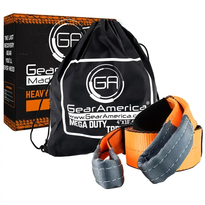 Gearamerica Tree Saver/Winch Line Extension Strap 4‘ X 10‘ – Certified 46,076 Lbs – Off Road Towing And Recovery – Extreme Weather Resistance, Heavy Duty, Triple Reinforced Loops