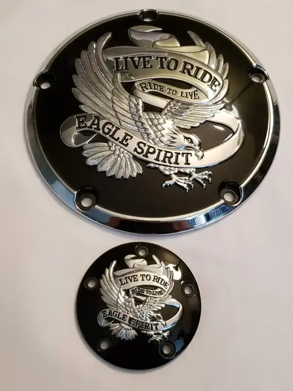Gloss Black Live To Ride Derby Cover And Ignition Timing Cover Combo For Harley Twin Cam 1999-20