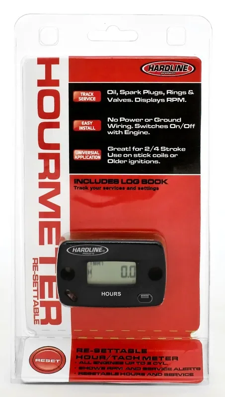Hardline Products Hr-8067 Re-Settable Hour Meter For Motorcycles, Black