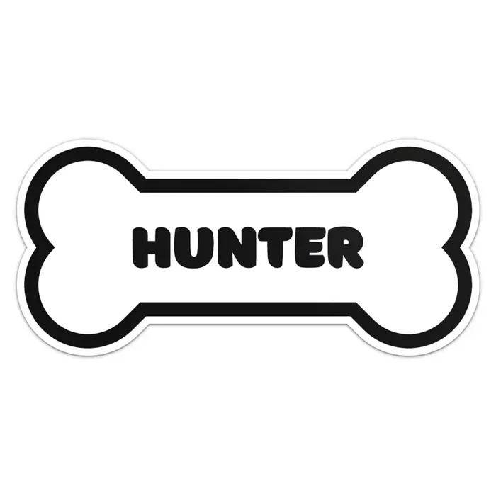 Hunter Dog Name Sticker – Waterproof Vinyl Decal For Car Bumper, Laptop, Water Bottle, Wall, And Window, Size – 6‘‘ Longer Side