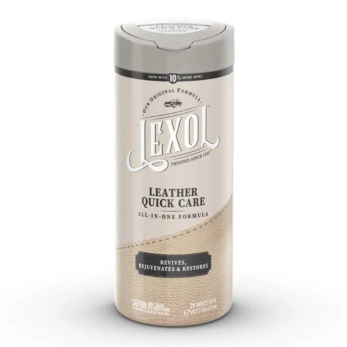 Lexol All Leather Quick Care All-In-One Formula, Best Leather Cleaner And Conditioner, For Use On Leather Apparel, Furniture, Auto Interiors, Shoes, Bags, 28-Count Sheet Wipes,E301500100 , White