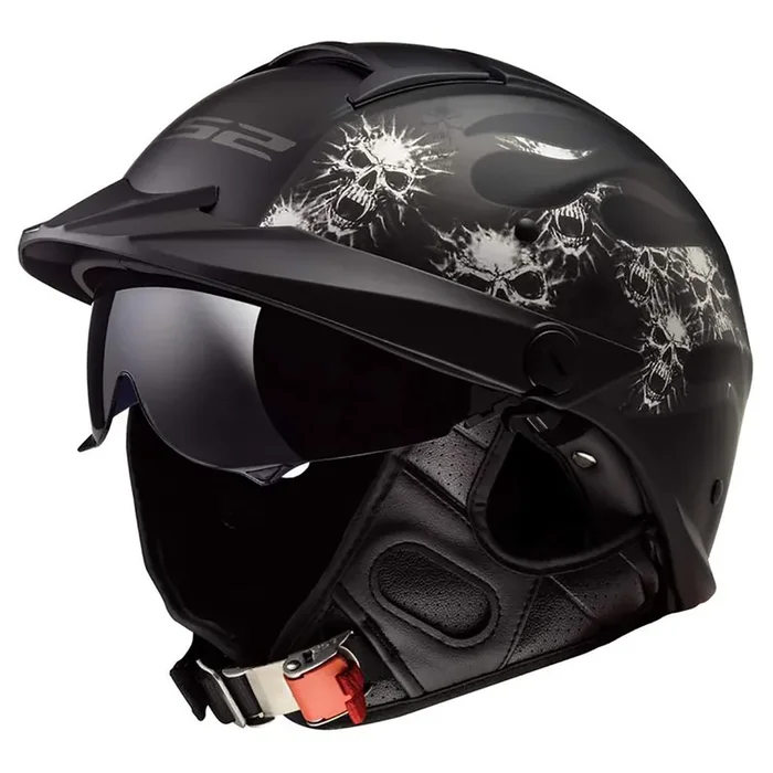 Ls2 Helmets Rebellion Motorcycle Half Helmet (Bones – Small)