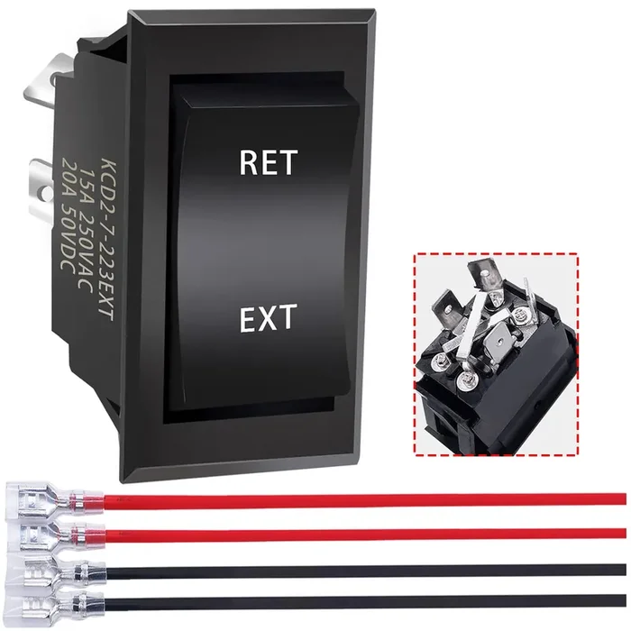 Mankk 4 Pin Dpdt Momentary Rv Jack Switch Dc12V Reverse Polarity Rocker Switch 20A (On)-Off-(On) Motor Control Switch With Pre-W