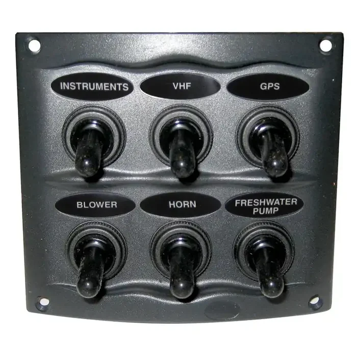 Marinco Waterproof Panel – 6 Switches – Grey