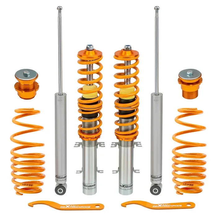Maxpeedingrods Coilovers For Vw Golf Mk4 1998-2007, For Vw New Beetle 1998-2010, For Seat Leon 1999-2006, For Vw Jetta Mk4 1999-2005, Coilovers Suspension Kit, Amortiguador Shock Absorber Struts Gold