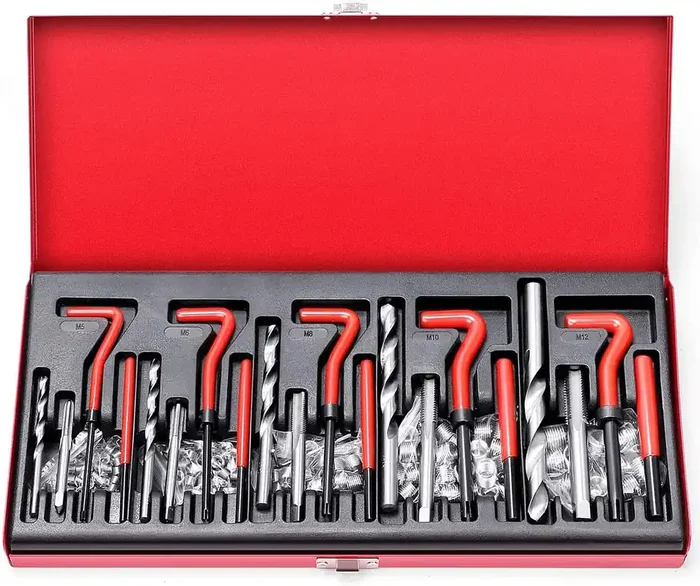 Metric Helicoil Thread Repair Kit 131-Piece Heli Coil Hss Drills Inserts Taps & Tools M5 M6 M8 M10 M12 Automotive Engine Spark