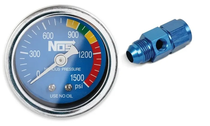 NOS 15950NOS GAUGE,N2O,BLUE W/AN8 ADAPTER, DRY