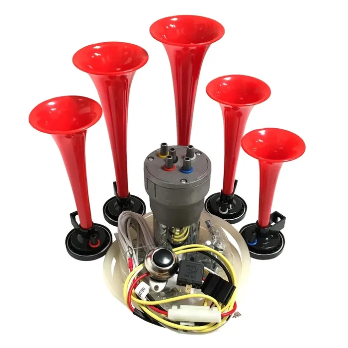Oemlink International Ltd Dixie Air Horn Red – Dixieland Premium Full 12 Note Version With Installation Wire Kit And Button