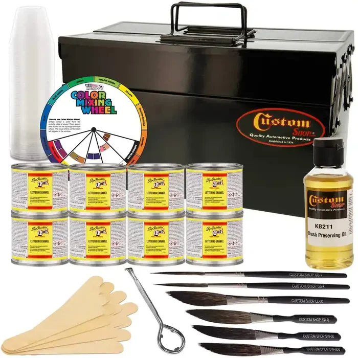 One Shot Automotive Complete Striper Pinstriping Starter Kit – 8 Colors