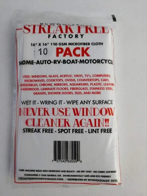 Original Streak Free Factory Microfiber Cloth 10 Pack
