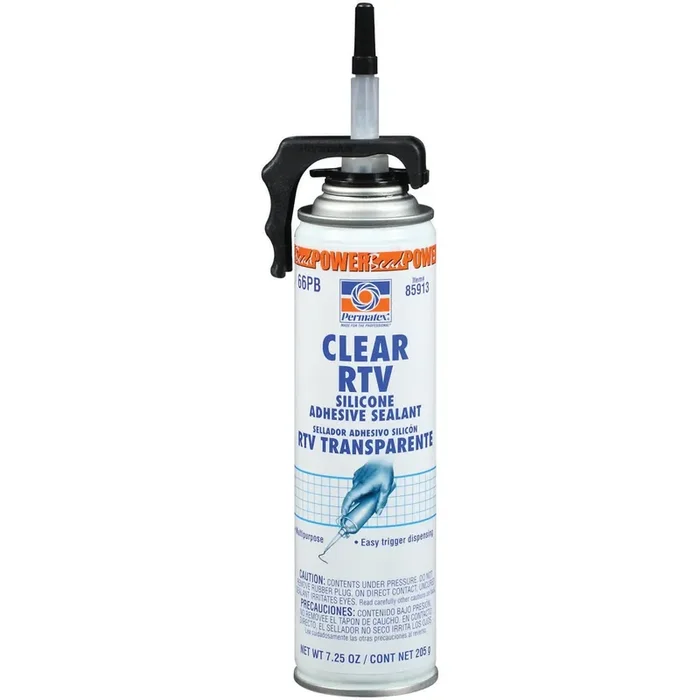 Permatex 85913 Clear Rtv Silicone Adhesive Sealant, 7.25 Oz. Powerbead Can,Package May Vary