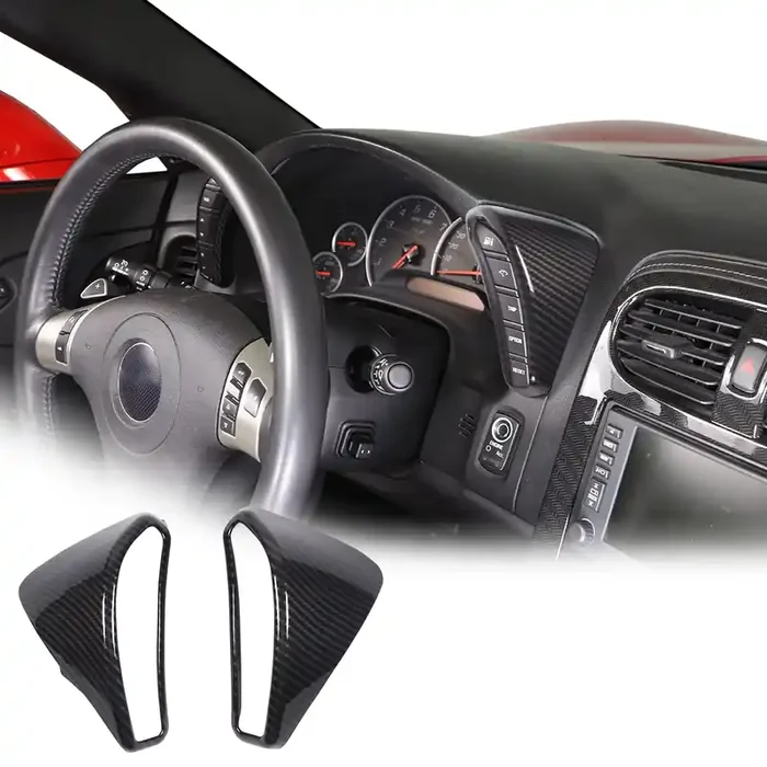 Piugilh Dashboard Button Switch Cover Trim For Corvette C6 2005-2013 Interior Accessories, Abs Dash Board Speedometer Bezel Cover Trim Frame Sticker, 2Pcs (Black)