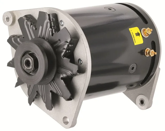 Powergen Ford Black Swing Mtg 90A 12V W/Lamp Term W/Step Pulley For 3/8‘ Belt