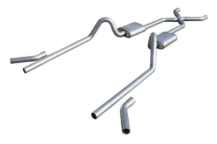 Pypes 1955-1957 Tri-Five Chevy 2.5 Inch Crossmember Back Exhaust System With X-Pipe 409 Stainless No Mufflers – SGC10