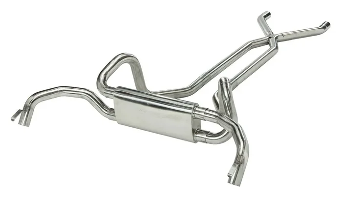 Pypes 1967-1974 2.5 Inch F/X-Body Crossflow Crossmember Back Exhaust System With X-Pipe System 304 Stainless Race Pro Muffler – SGF70S