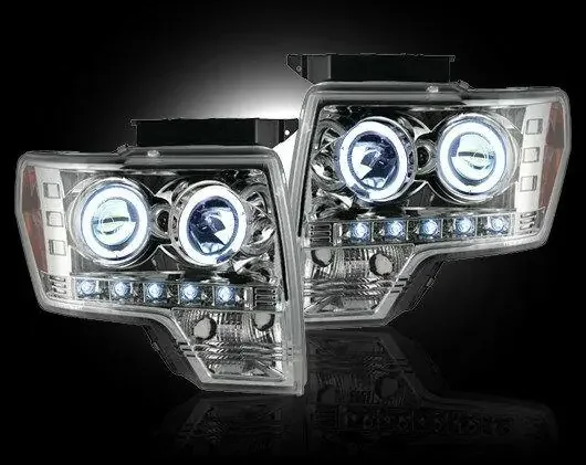 Recon CLEAR Projector Headlights Ford Raptor & F150 09-13 w LED