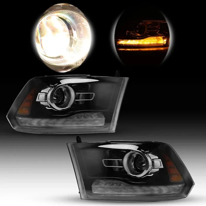 Roxx Headlight Assembly For 2013-2018 Dodge Ram 1500/2500/3500 With Turn Signal Light Function,13-18 Dodge Ram Headlight Replacement (Only Fit For Vehicle Factory Projector Lamps)