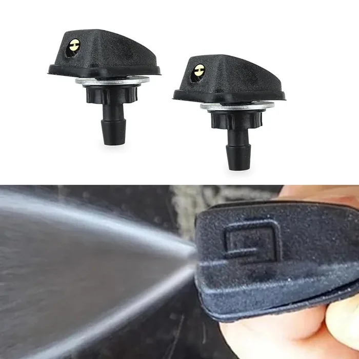 Slykew 2 Pcs Car Windshield Washer, Automotive Wiper Nozzles, Single Hole Adjustable Fan-Shaped Kit, Sprayer Head Replacement Parts, Universal For Most Cars, Trucks And Vans (Black)