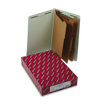 Smead Pressboard End Tab Classification Folder, Legal, 8-Section, Gray/Green, 10/Box Smd29820