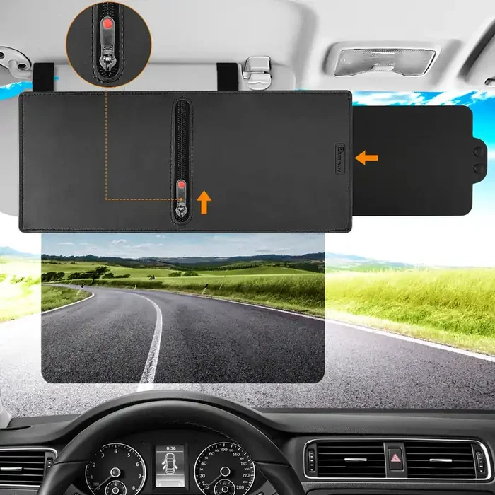 Sun Visor Extender For Car, Polarized Car Visor Extender With Zipper, One Pull Down Sunshade & One Side Shade Sun Block Piece Fo
