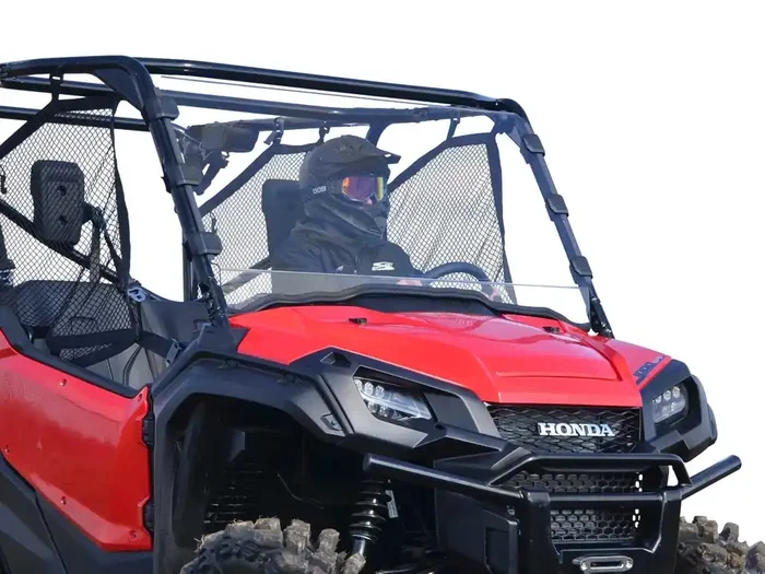 Superatv Heavy Duty Clear Scratch Resistant Full Windshield For 2016+ Honda Pioneer 1000 / 1000-5 1/4‘‘ Thick Polycarbonate