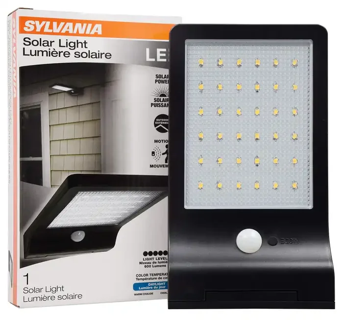 Sylvania Solar Flood Light Luminaire With Daylight Sensor, Led And Battery Included, 5000K, Daylight, Black Finish – 1 Pack (650