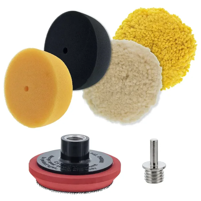 TCP Global 3 Mini Buffing & Polishing Pad Kit – 4 Pads, Backing Plate & 1/4 Drill Adapter for Perfect Finishes