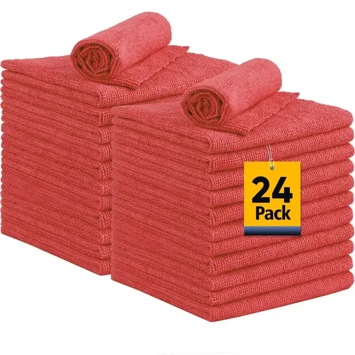 Unimade Shop Towels, 24 Pack Commercial Grade Shop Rags Microfiber Towels For Cars Cleaning Rags Bulk Cleaning Cloth For Automot