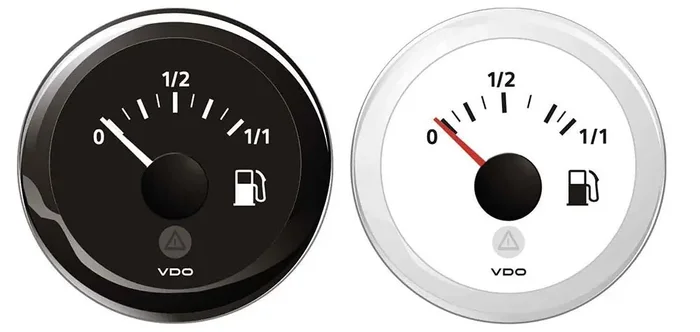Veratron 52Mm (2-1/16‘‘) Viewline Fuel Level Gauge 0-1/1-3 To 180 Ohm – Black Dial & Round Bezel