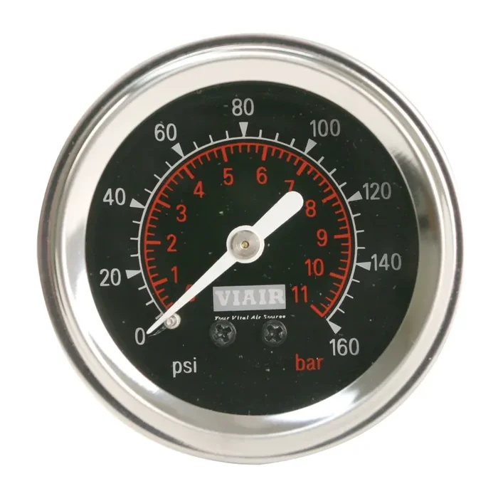 VIAIR 90088 2in Single Needle Gauge Black Face Illuminated 160 PSI