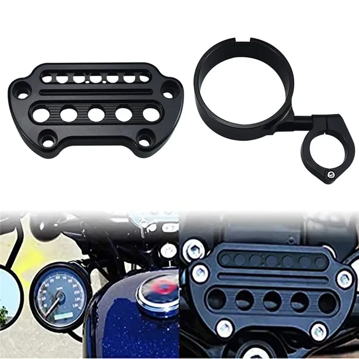 WOWTK Side Mount Instrument Bracket & Speedometer Relocation Cover for Harley Sportster XL 1993-2020, Gloss Black, Fits XL883 XL1200 Iron 883