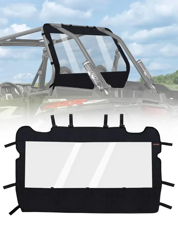 Zidiyoruo Utv Soft Rear Windshield -Polaris Rzr Back Window – Durable, Easy Install, Compatible With Rzr Xp 1000 & Turbo (2014-2023) – Rear Wind Cover Keeps Air/Rain/Dust/Pebbles/Mud Away From Seats