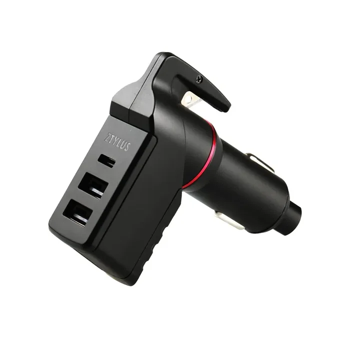 Ztylus Stinger Usb Type C Car Charger Emergency Escape Tool Spring Loaded Window Breaker Punch, Seat Belt Cutter, 1 Usb-C Port